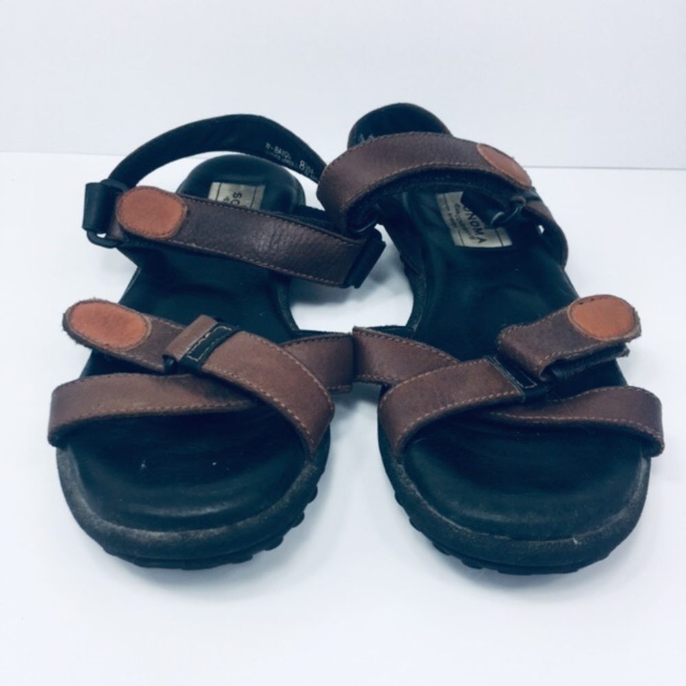 Womens Sonoma Brown Leather Bayou Sandals Size 8.5